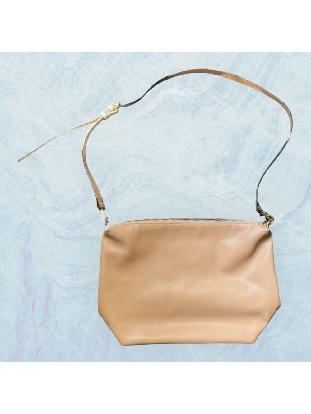 Aldo tan shoulder bag purse crossbody gold tone zipper buckles